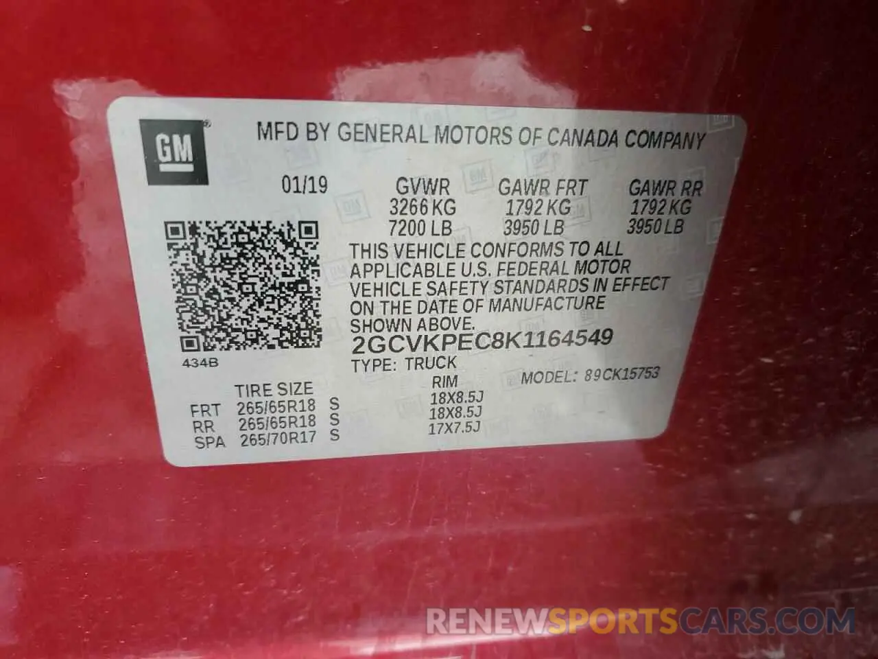 12 Photograph of a damaged car 2GCVKPEC8K1164549 CHEVROLET ALL Models 2019