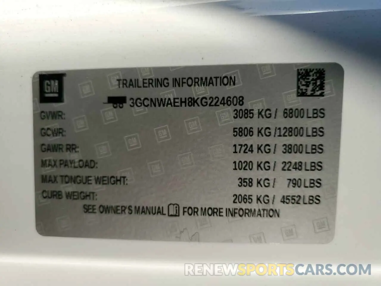 12 Photograph of a damaged car 3GCNWAEH8KG224608 CHEVROLET ALL Models 2019