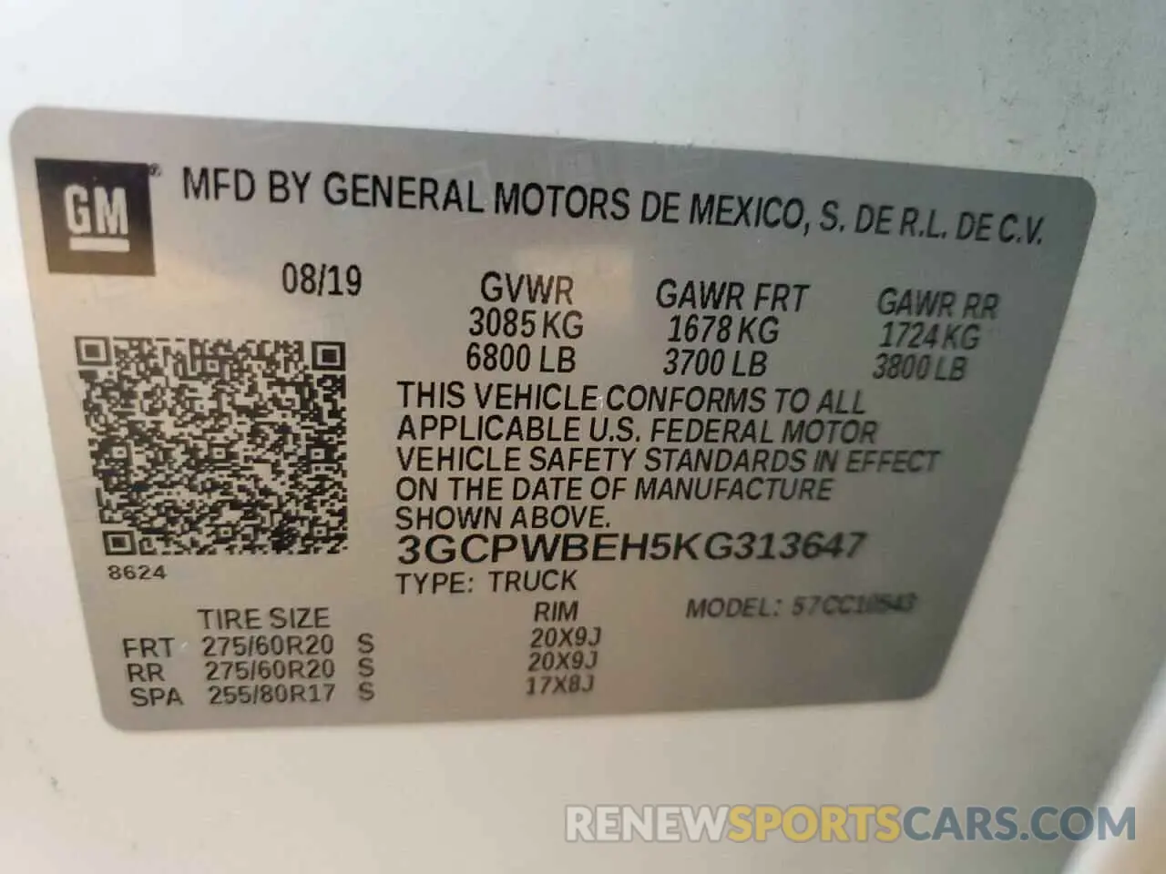 12 Photograph of a damaged car 3GCPWBEH5KG313647 CHEVROLET ALL Models 2019