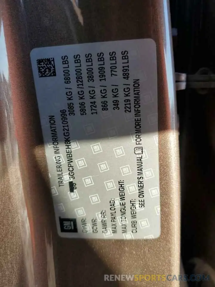 13 Photograph of a damaged car 3GCPWBEH8KG210996 CHEVROLET ALL Models 2019