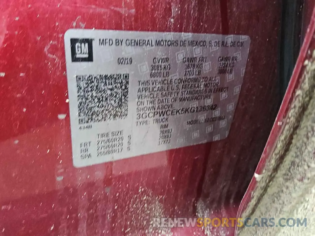 12 Photograph of a damaged car 3GCPWCEK5KG136342 CHEVROLET ALL Models 2019