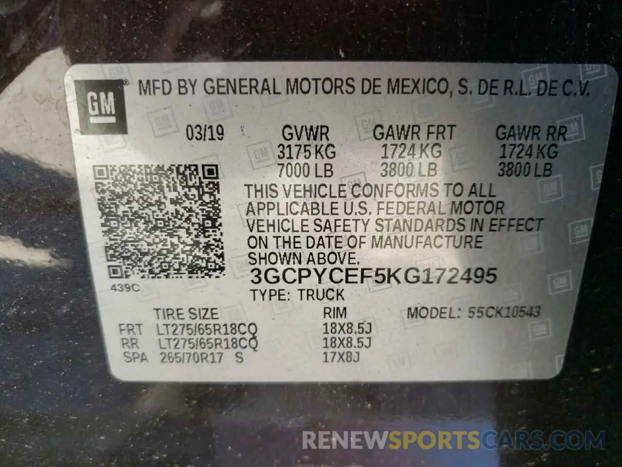 12 Фотография поврежденного автомобиля 3GCPYCEF5KG172495 CHEVROLET ALL Models 2019