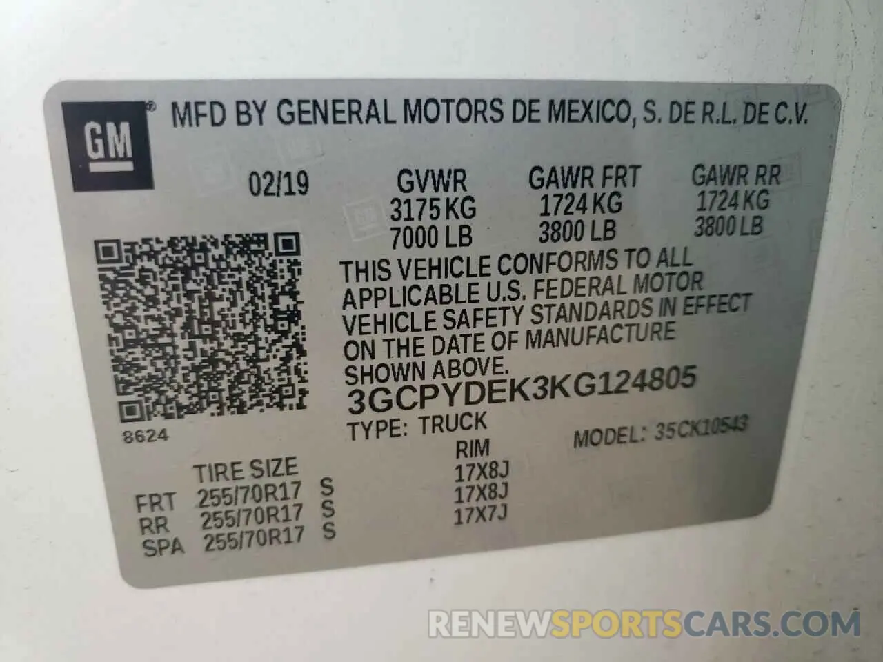 12 Фотография поврежденного автомобиля 3GCPYDEK3KG124805 CHEVROLET ALL Models 2019
