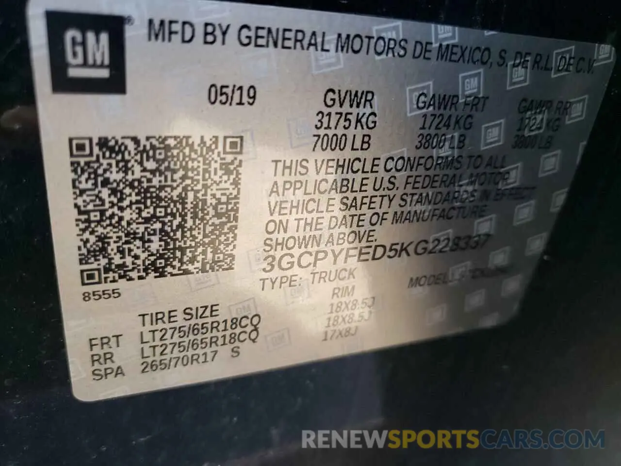 12 Фотография поврежденного автомобиля 3GCPYFED5KG228337 CHEVROLET ALL Models 2019