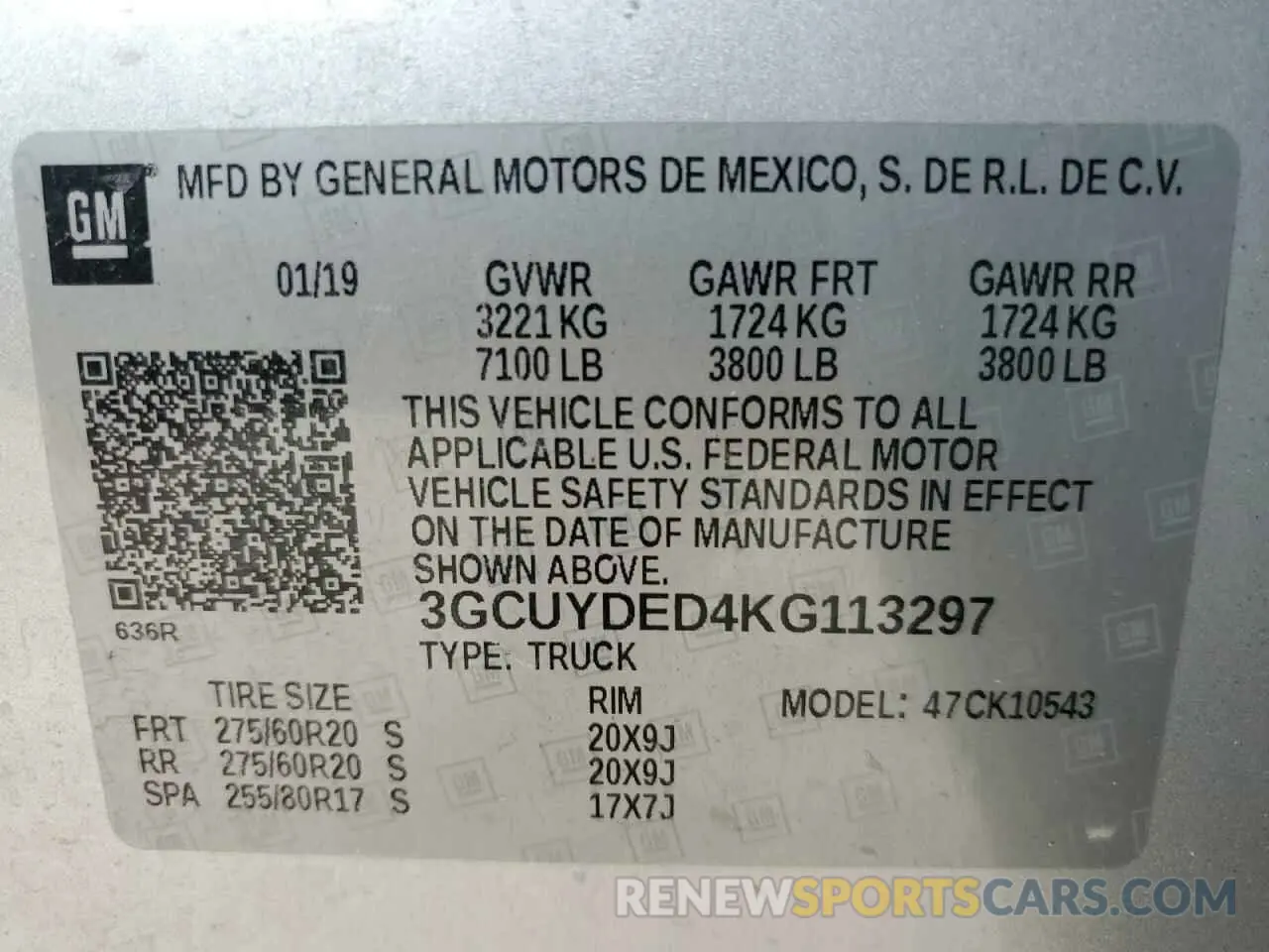 13 Фотография поврежденного автомобиля 3GCUYDED4KG113297 CHEVROLET ALL Models 2019