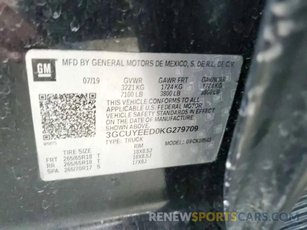12 Photograph of a damaged car 3GCUYEED0KG279709 CHEVROLET ALL Models 2019