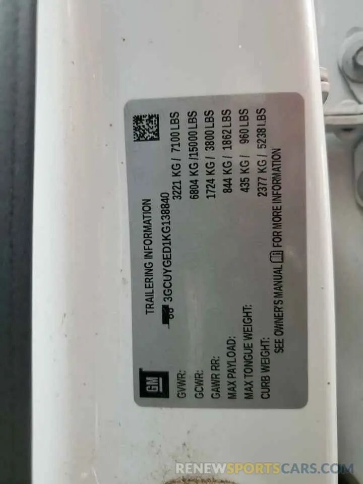 12 Фотография поврежденного автомобиля 3GCUYGED1KG138840 CHEVROLET ALL Models 2019