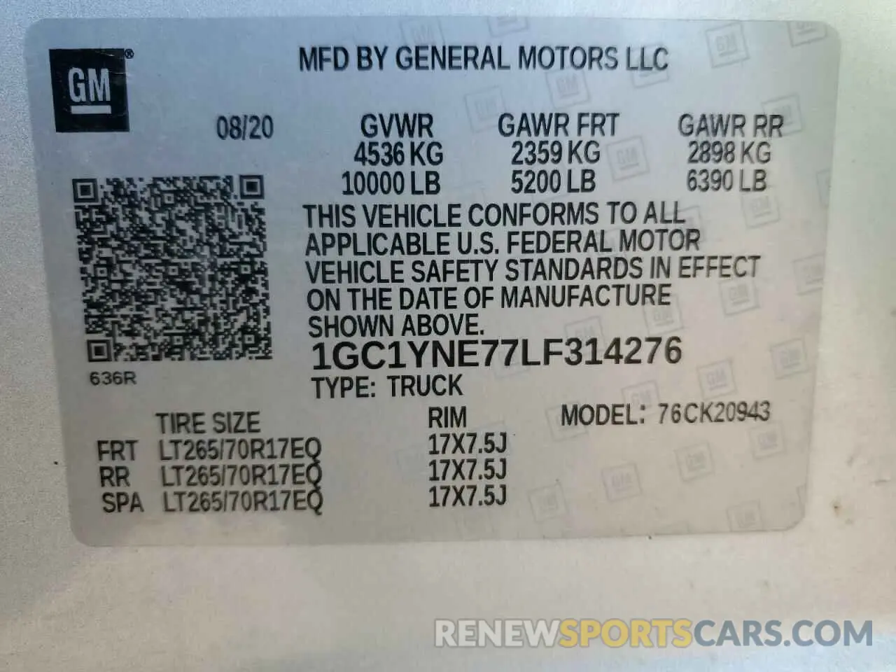13 Фотография поврежденного автомобиля 1GC1YNE77LF314276 CHEVROLET ALL Models 2020