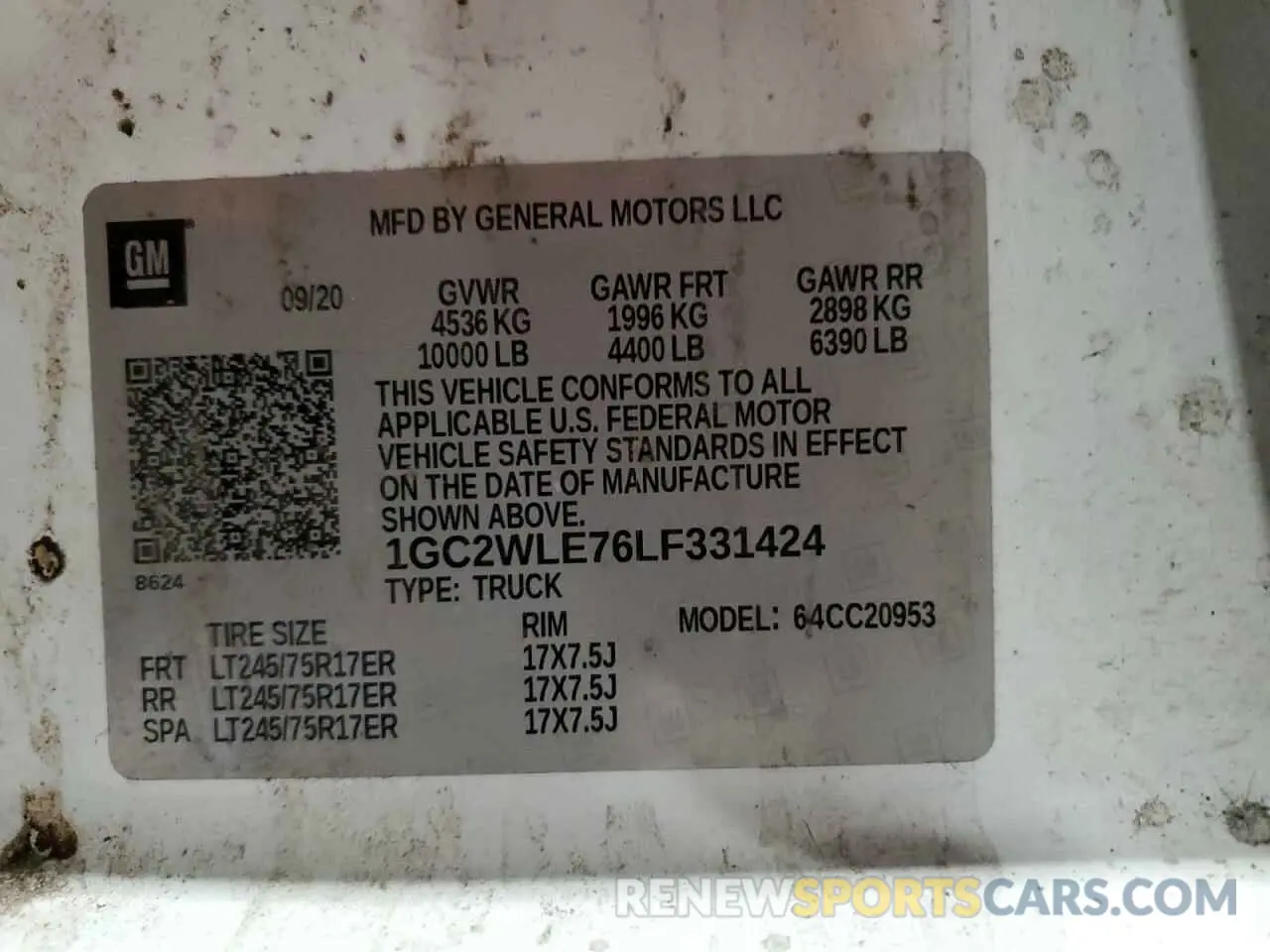 12 Фотография поврежденного автомобиля 1GC2WLE76LF331424 CHEVROLET ALL Models 2020