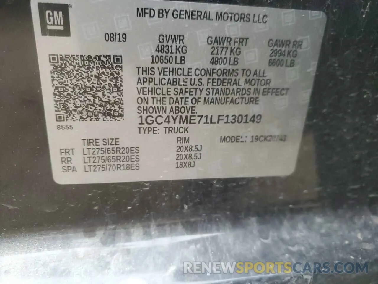 12 Photograph of a damaged car 1GC4YME71LF130149 CHEVROLET ALL Models 2020