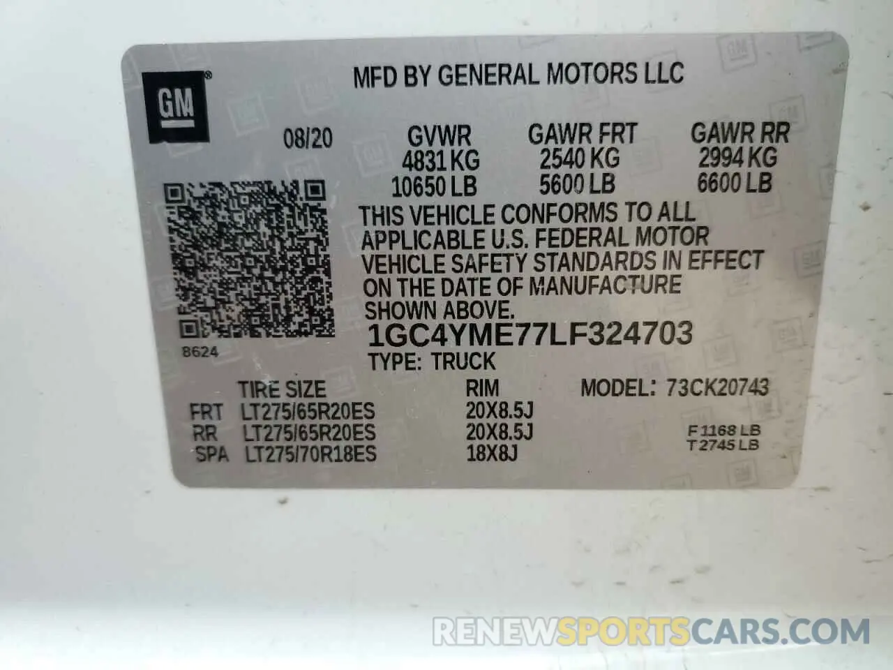 12 Фотография поврежденного автомобиля 1GC4YME77LF324703 CHEVROLET ALL Models 2020