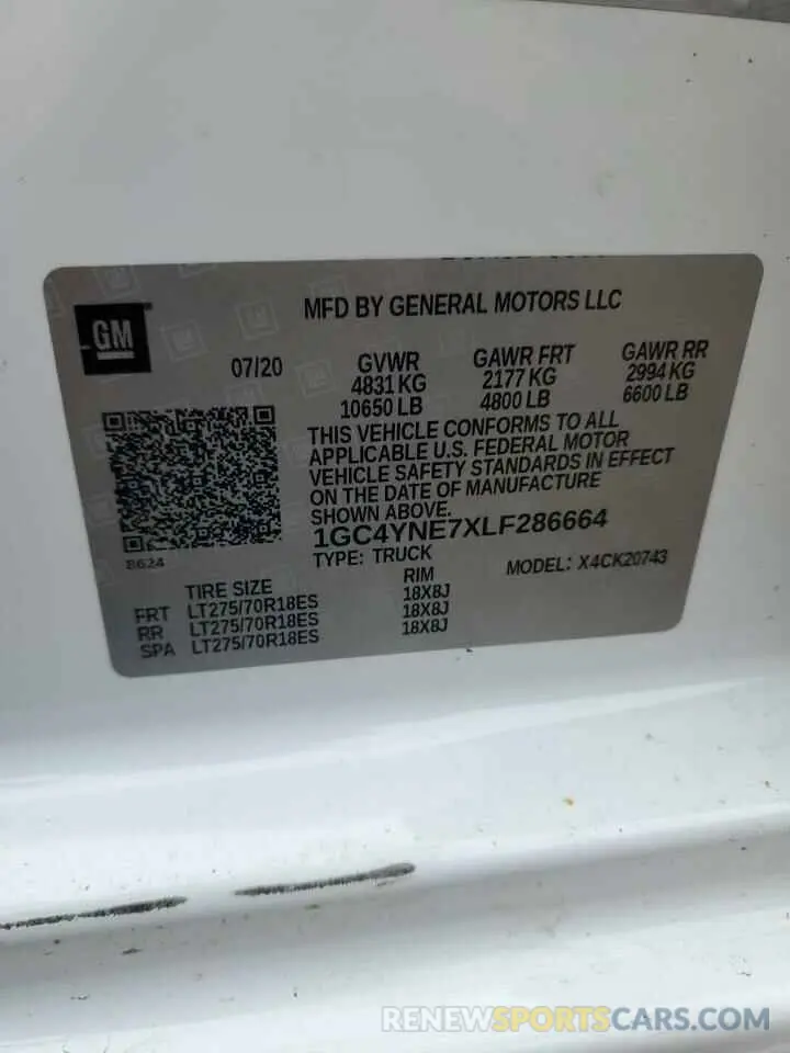 13 Photograph of a damaged car 1GC4YNE7XLF286664 CHEVROLET ALL Models 2020