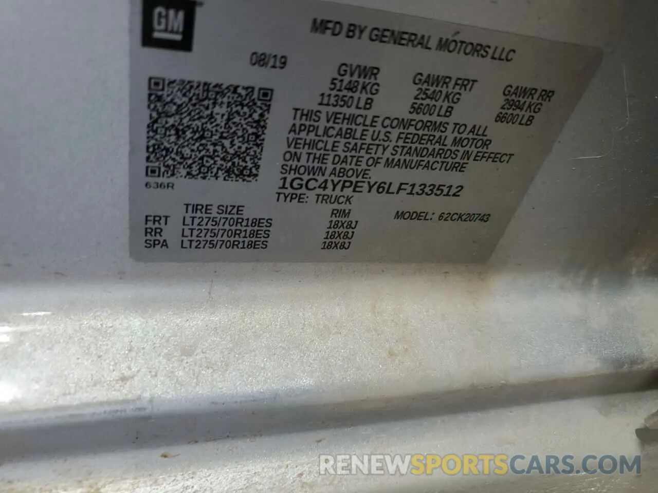 12 Photograph of a damaged car 1GC4YPEY6LF133512 CHEVROLET ALL Models 2020