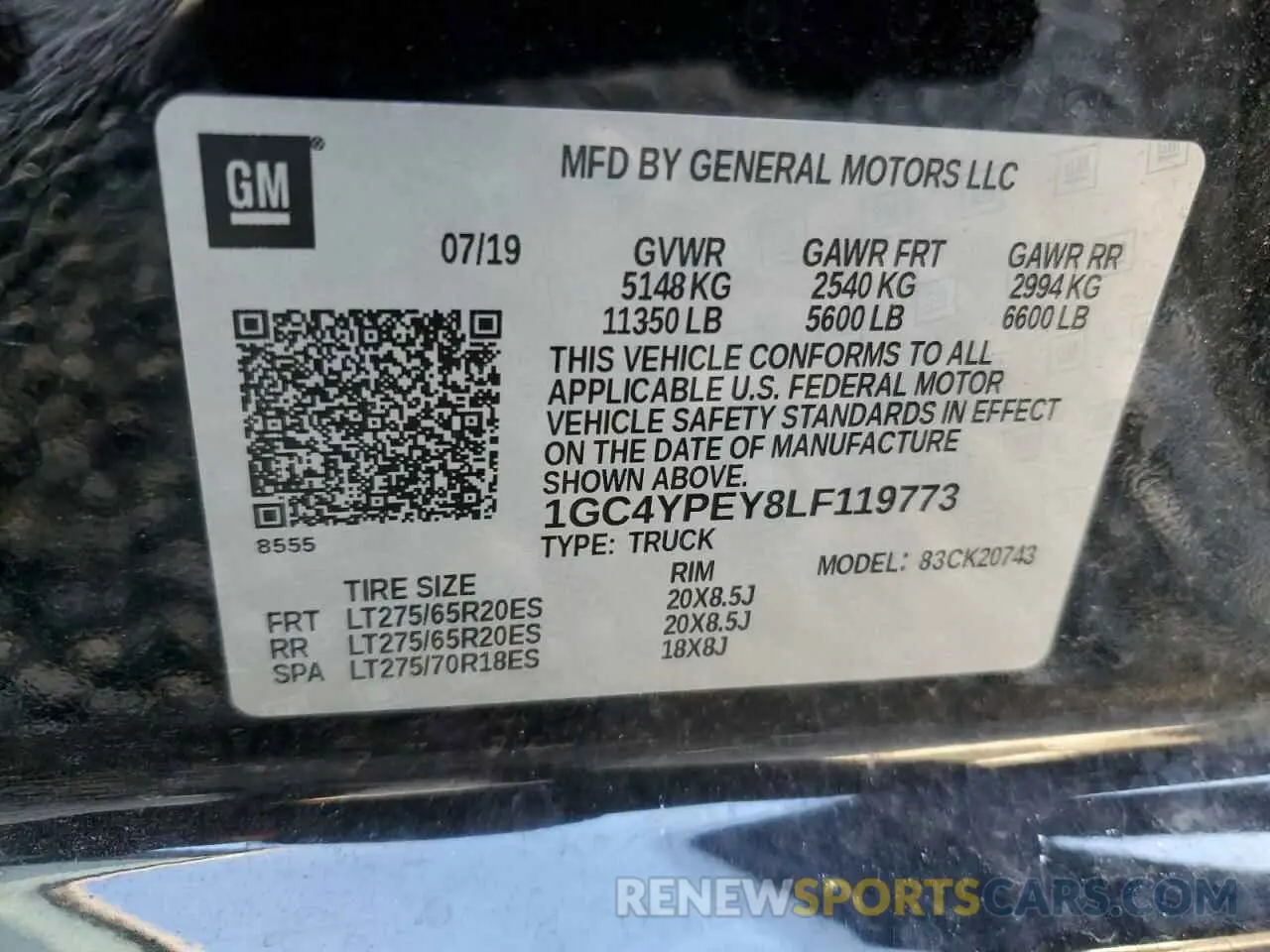13 Photograph of a damaged car 1GC4YPEY8LF119773 CHEVROLET ALL Models 2020