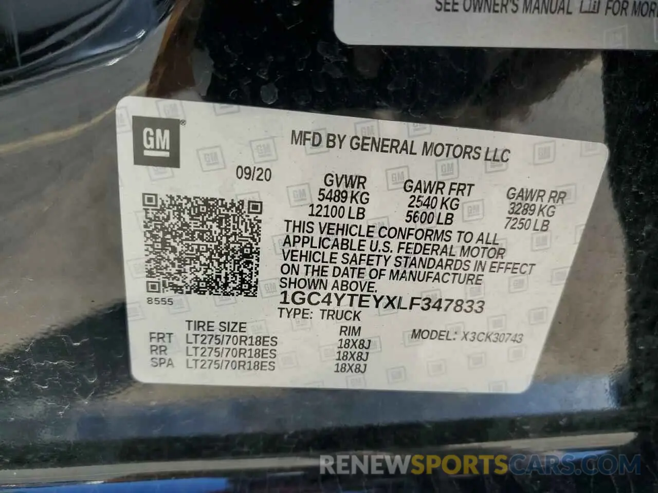 12 Фотография поврежденного автомобиля 1GC4YTEYXLF347833 CHEVROLET ALL Models 2020