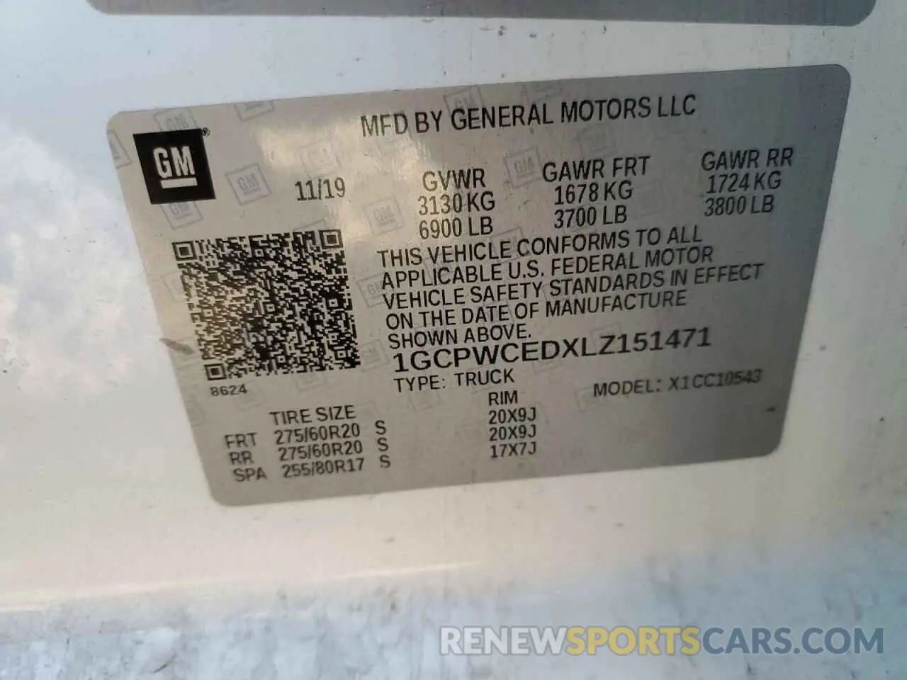 12 Photograph of a damaged car 1GCPWCEDXLZ151471 CHEVROLET ALL Models 2020