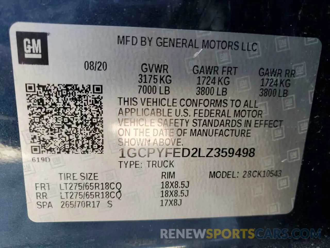 12 Фотография поврежденного автомобиля 1GCPYFED2LZ359498 CHEVROLET ALL Models 2020