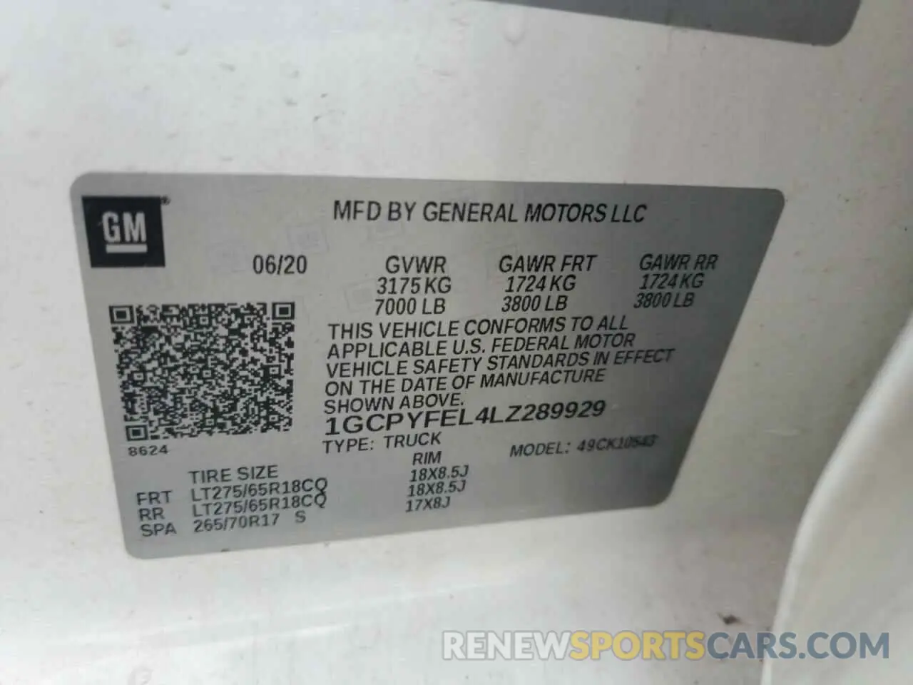 12 Фотография поврежденного автомобиля 1GCPYFEL4LZ289929 CHEVROLET ALL Models 2020