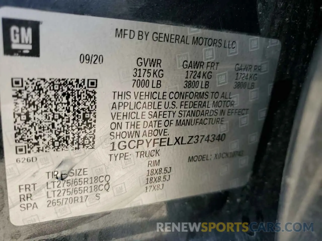 12 Фотография поврежденного автомобиля 1GCPYFELXLZ374340 CHEVROLET ALL Models 2020