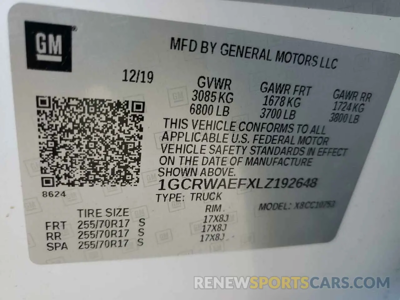 12 Фотография поврежденного автомобиля 1GCRWAEFXLZ192648 CHEVROLET ALL Models 2020