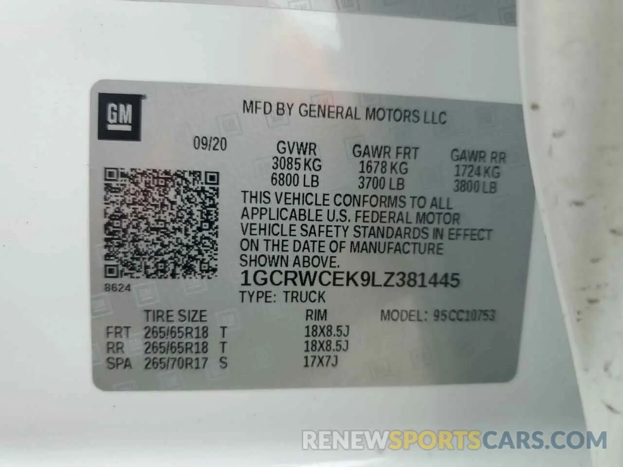 12 Photograph of a damaged car 1GCRWCEK9LZ381445 CHEVROLET ALL Models 2020