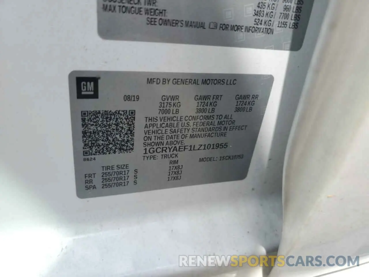 12 Фотография поврежденного автомобиля 1GCRYAEF1LZ101955 CHEVROLET ALL Models 2020
