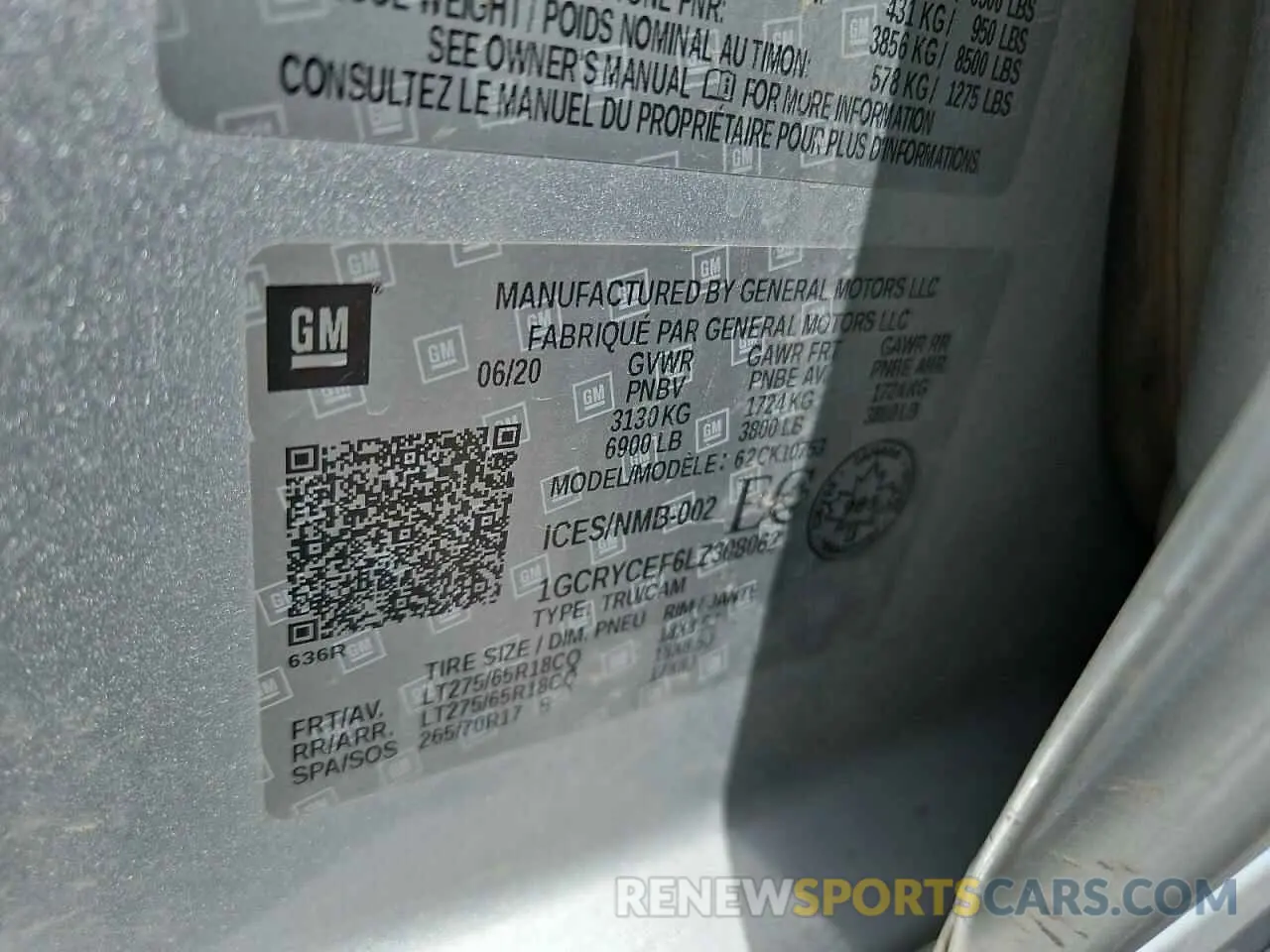 12 Photograph of a damaged car 1GCRYCEF6LZ308062 CHEVROLET ALL Models 2020