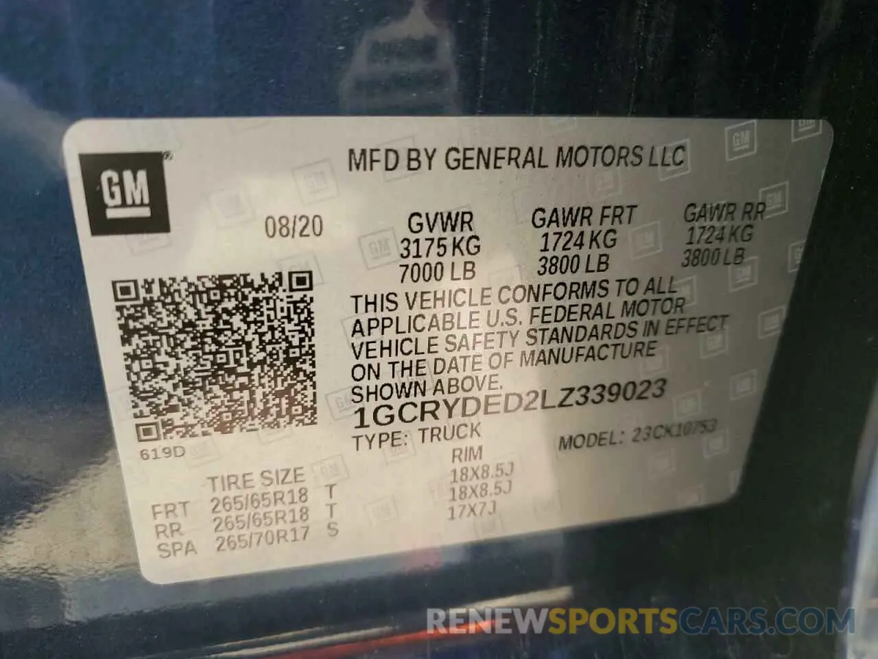 13 Photograph of a damaged car 1GCRYDED2LZ339023 CHEVROLET ALL Models 2020