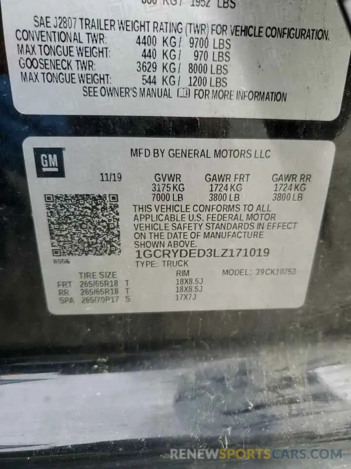 13 Фотография поврежденного автомобиля 1GCRYDED3LZ171019 CHEVROLET ALL Models 2020