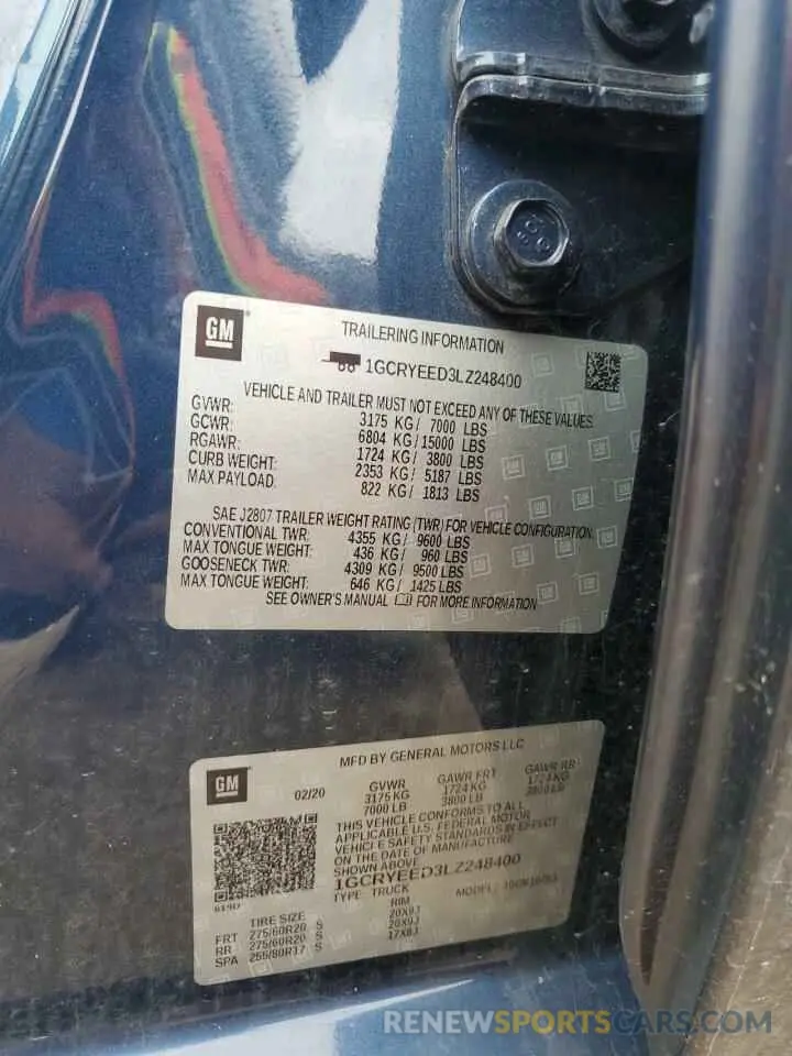 13 Photograph of a damaged car 1GCRYEED3LZ248400 CHEVROLET ALL Models 2020