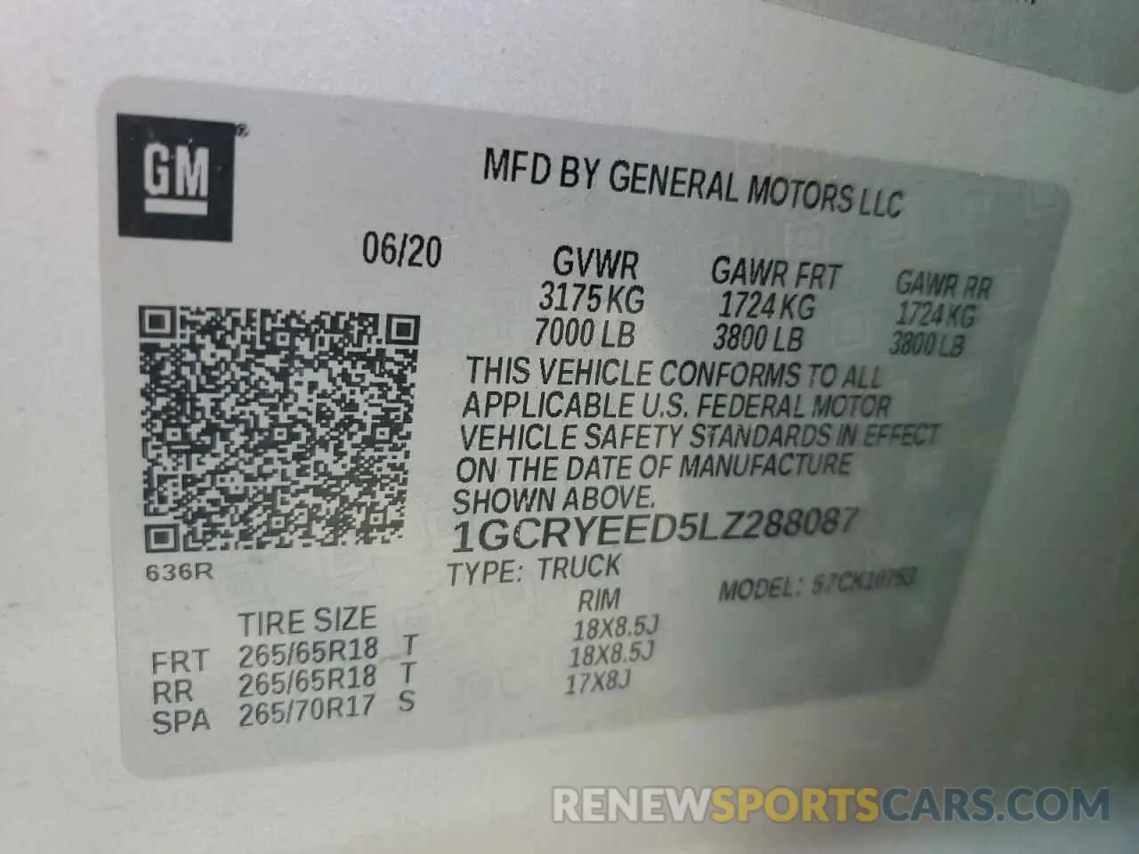 12 Photograph of a damaged car 1GCRYEED5LZ288087 CHEVROLET ALL Models 2020