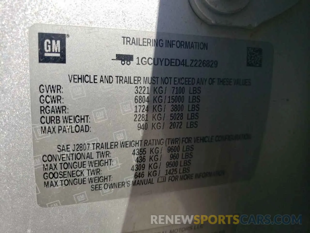 15 Photograph of a damaged car 1GCUYDED4LZ226829 CHEVROLET ALL Models 2020