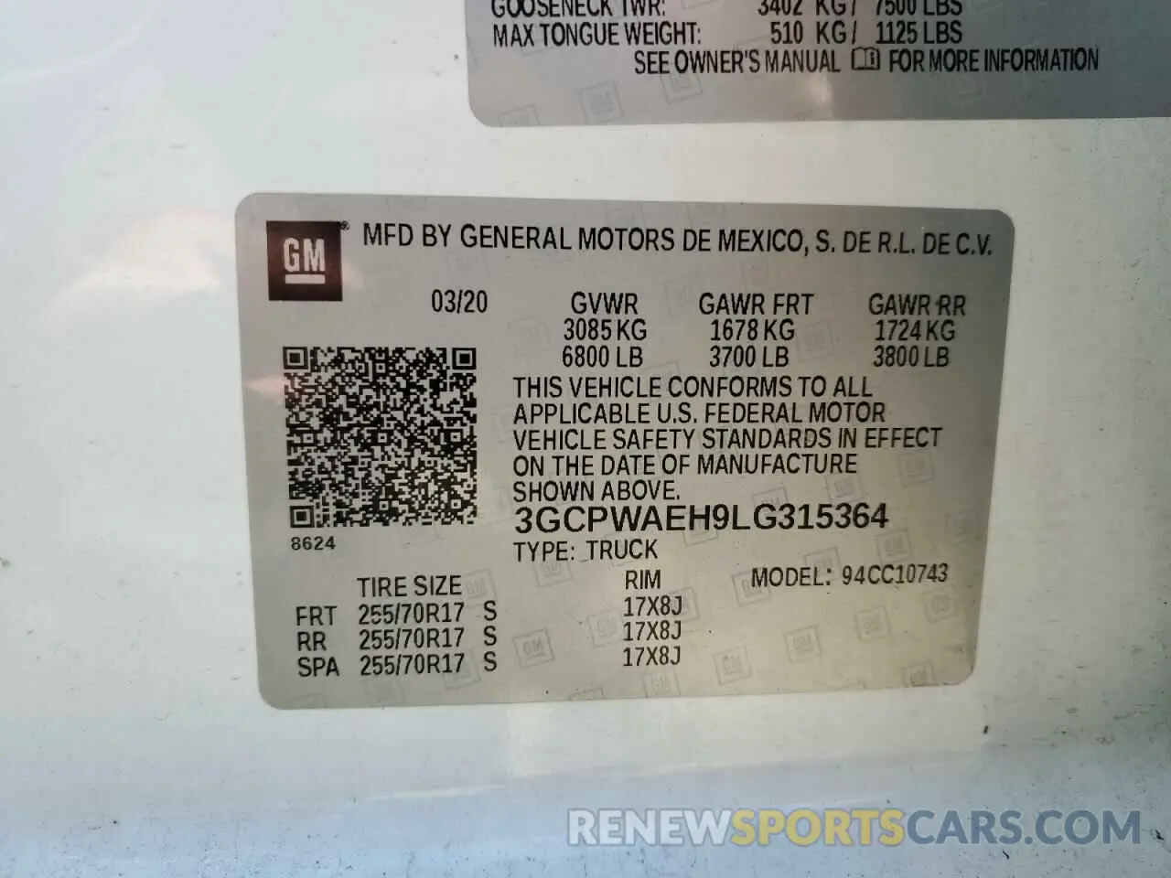 12 Фотография поврежденного автомобиля 3GCPWAEH9LG315364 CHEVROLET ALL Models 2020