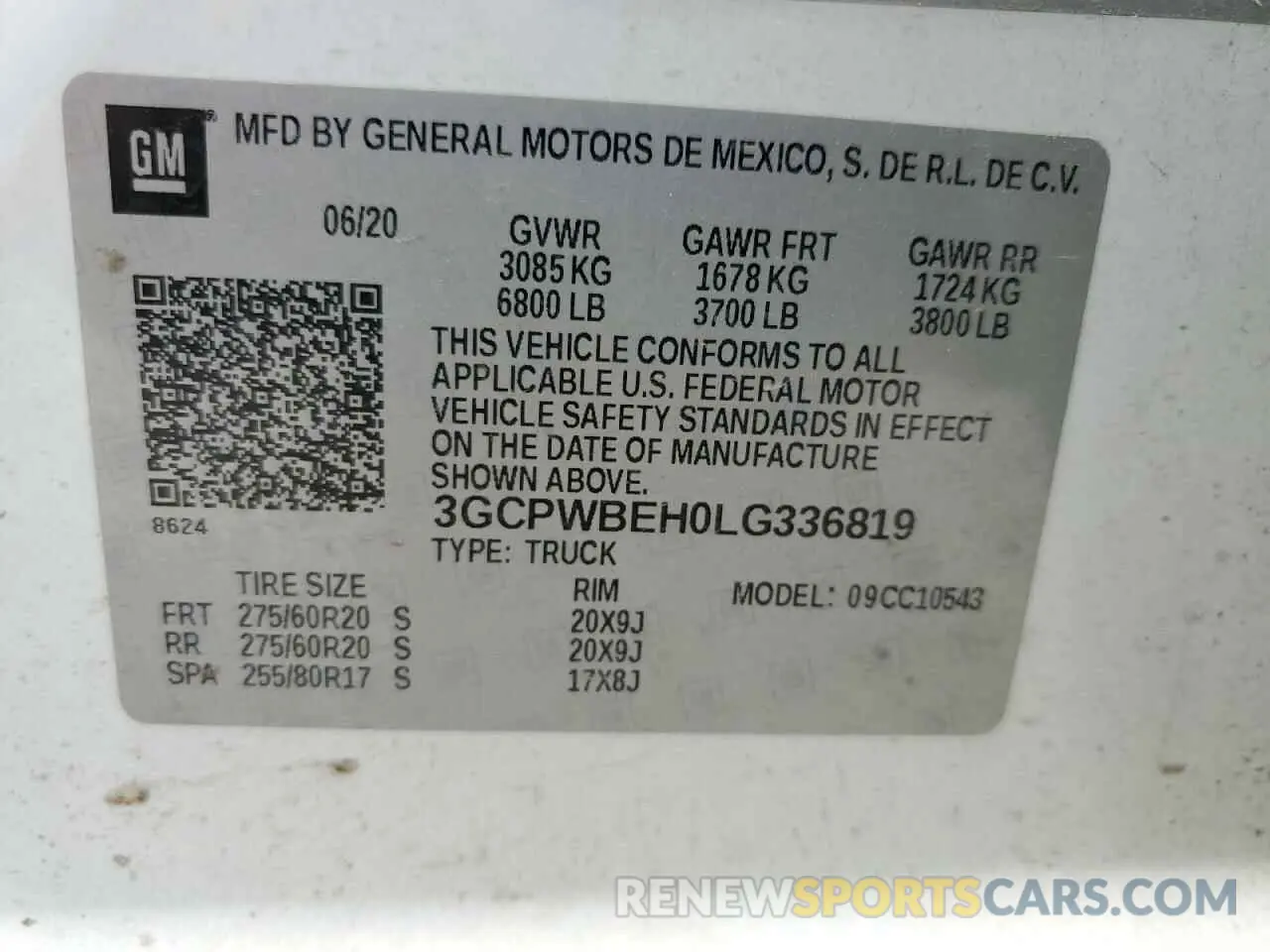 12 Photograph of a damaged car 3GCPWBEH0LG336819 CHEVROLET ALL Models 2020