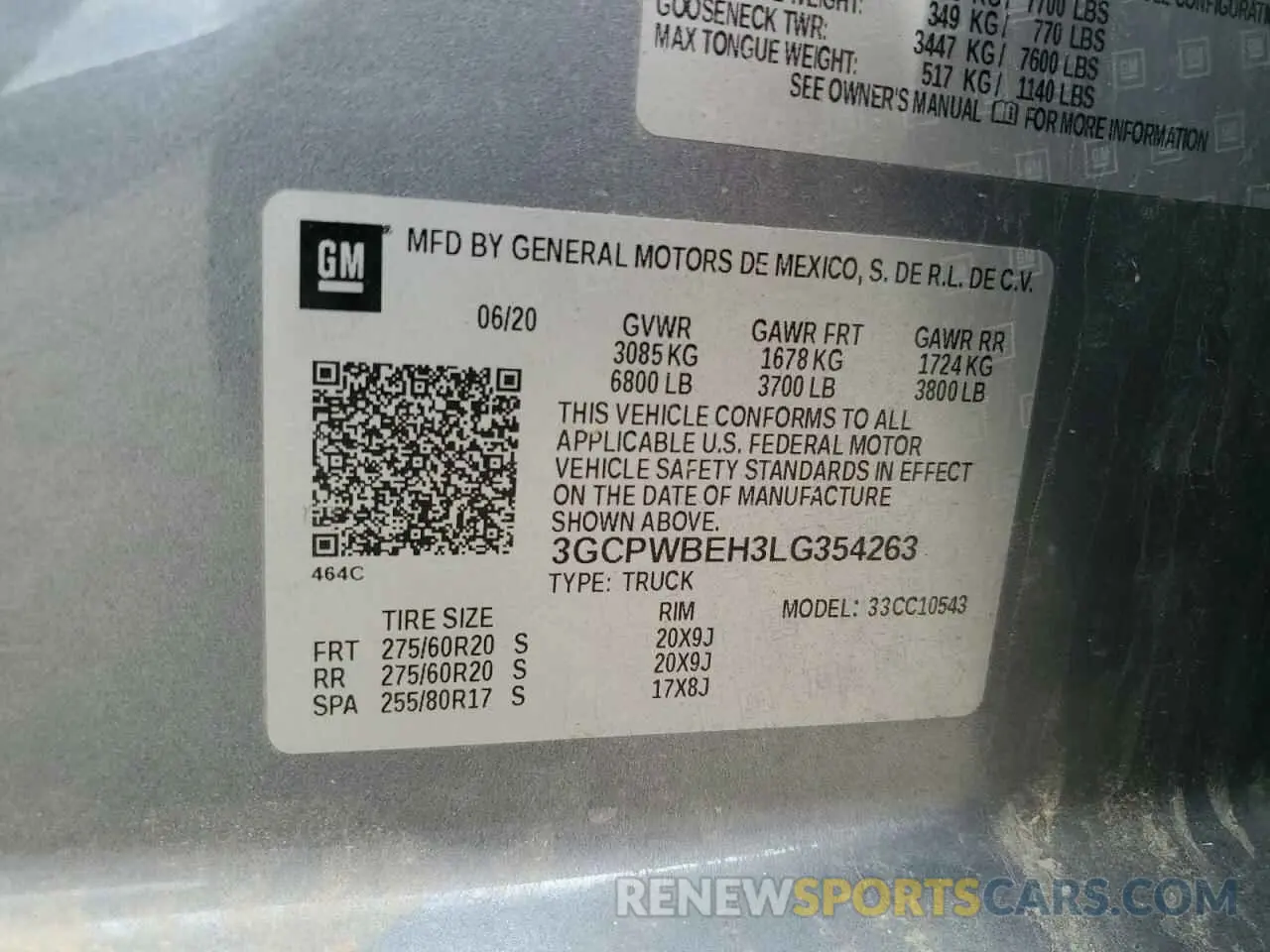 12 Photograph of a damaged car 3GCPWBEH3LG354263 CHEVROLET ALL Models 2020