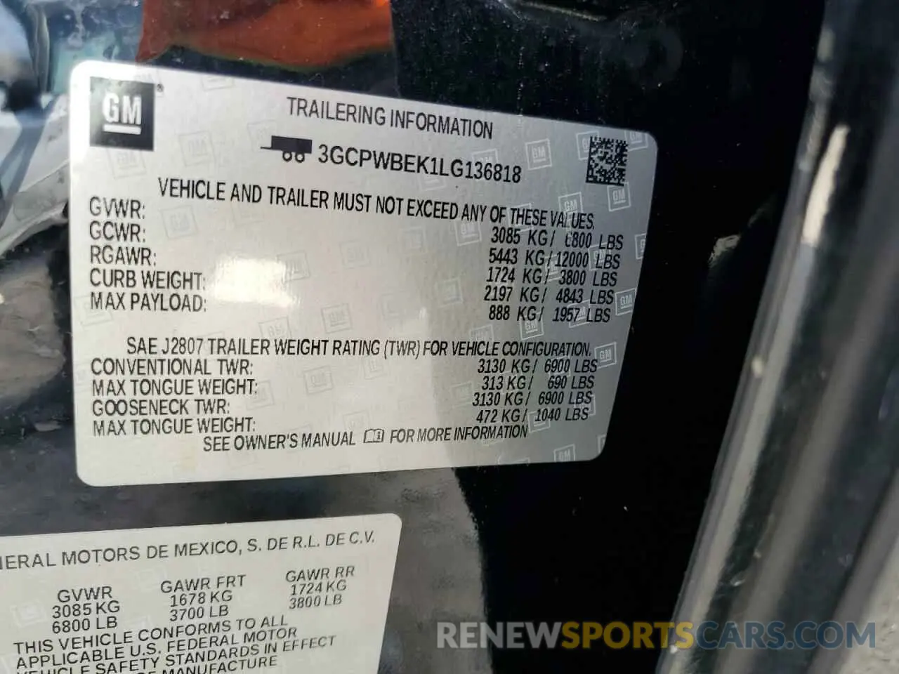 13 Photograph of a damaged car 3GCPWBEK1LG136818 CHEVROLET ALL Models 2020