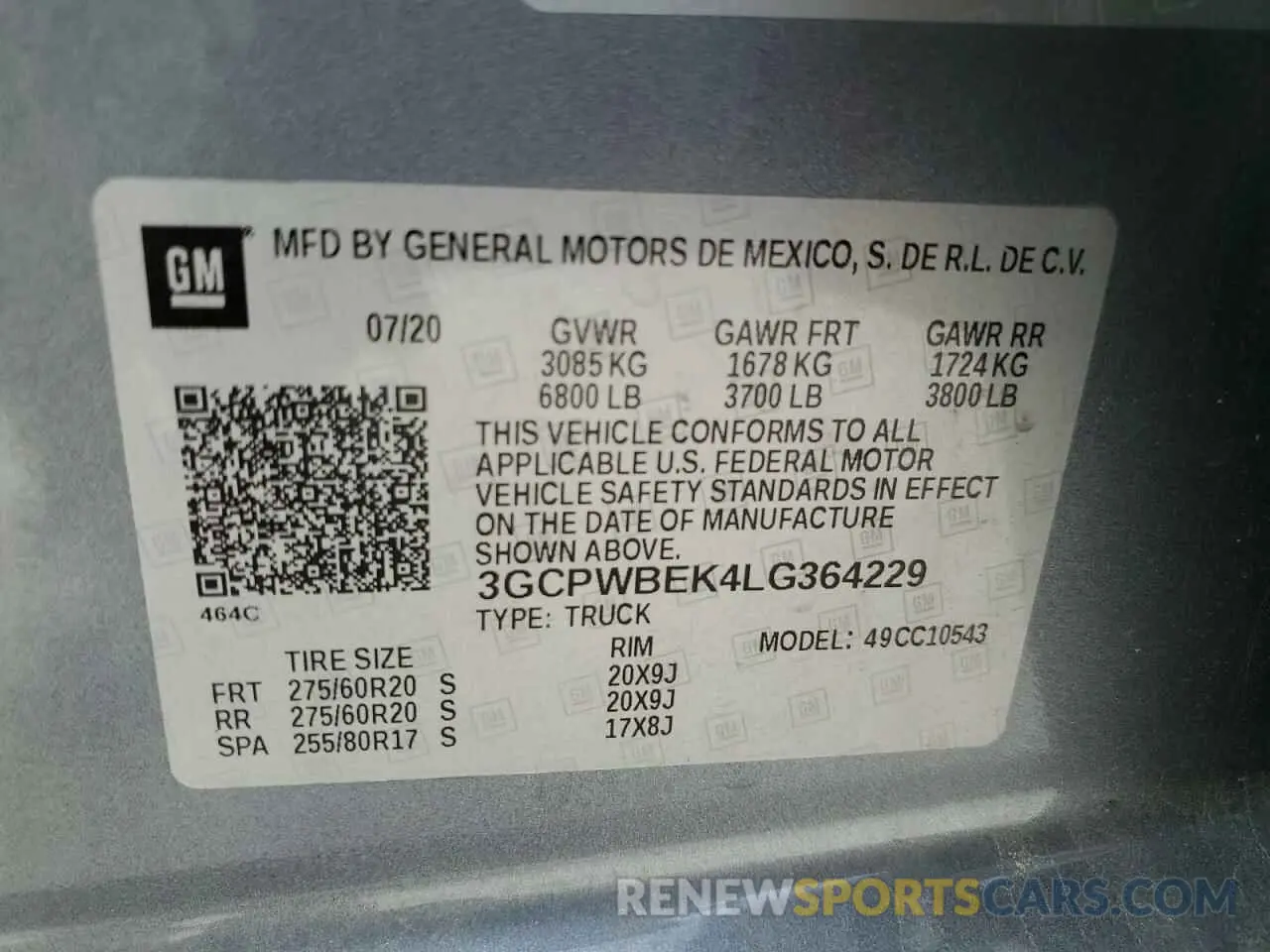 14 Фотография поврежденного автомобиля 3GCPWBEK4LG364229 CHEVROLET ALL Models 2020