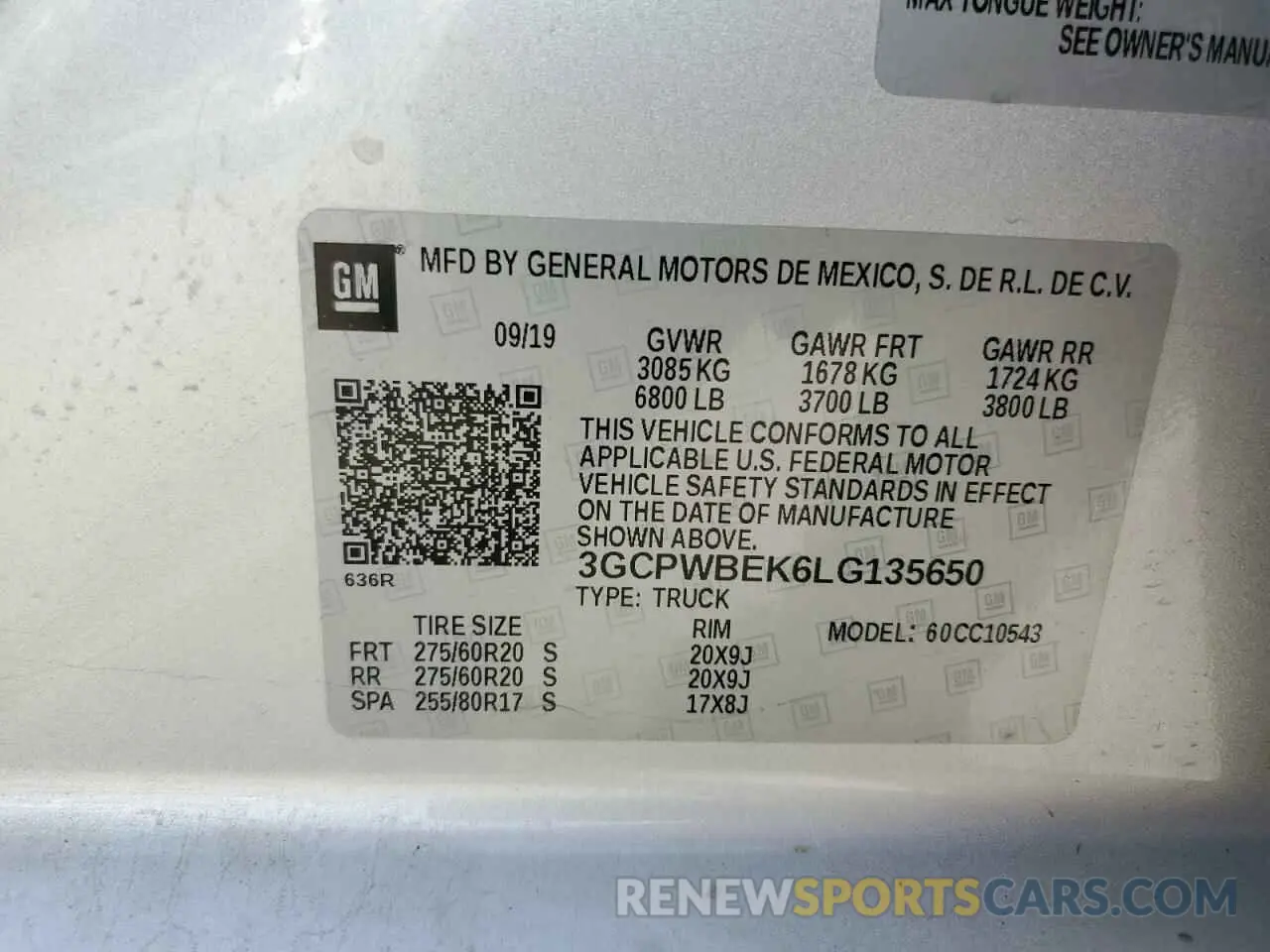 12 Фотография поврежденного автомобиля 3GCPWBEK6LG135650 CHEVROLET ALL Models 2020