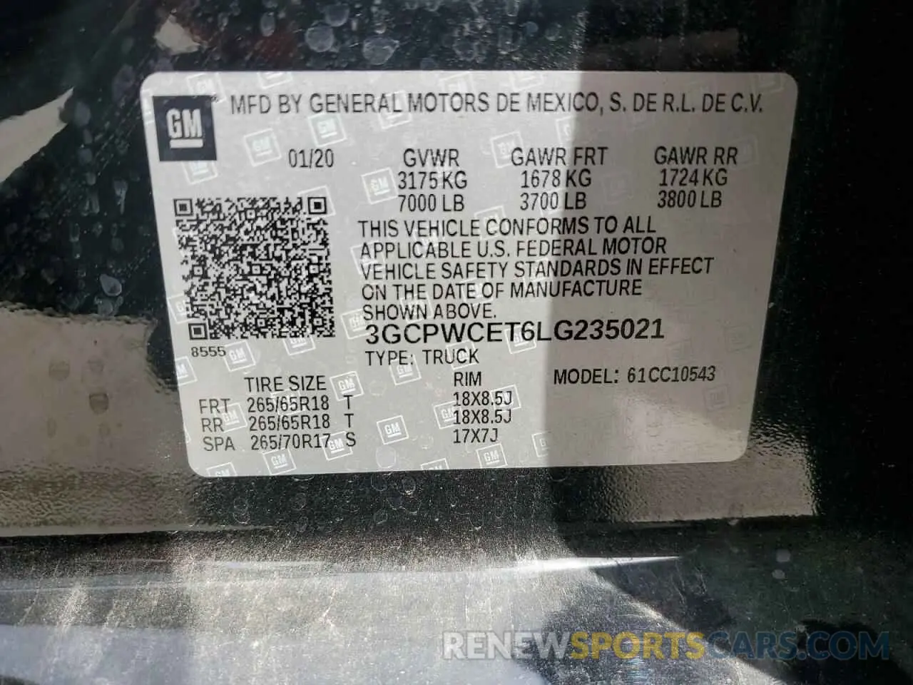 13 Photograph of a damaged car 3GCPWCET6LG235021 CHEVROLET ALL Models 2020