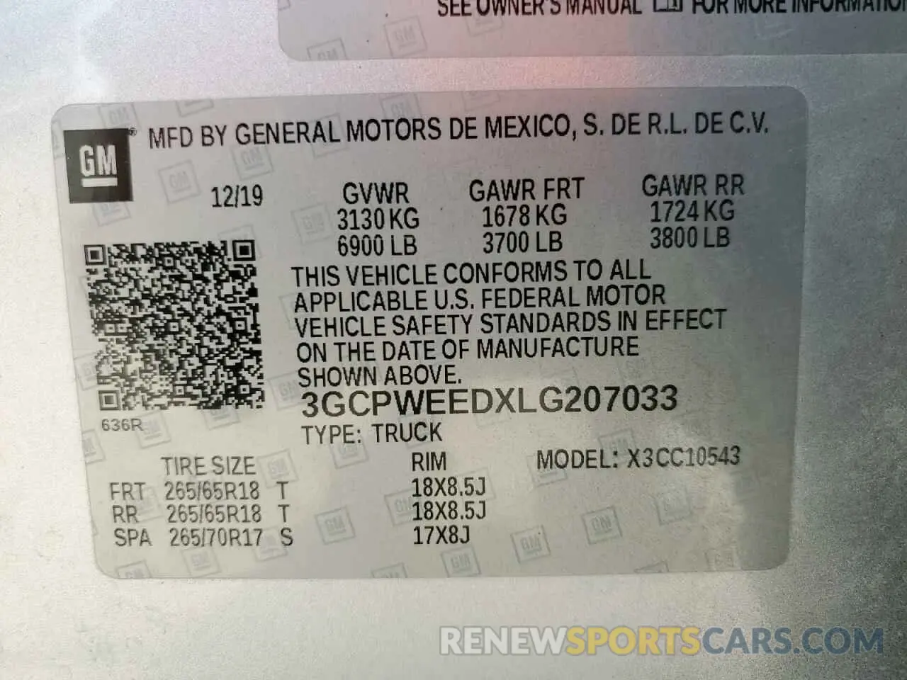 14 Photograph of a damaged car 3GCPWEEDXLG207033 CHEVROLET ALL Models 2020