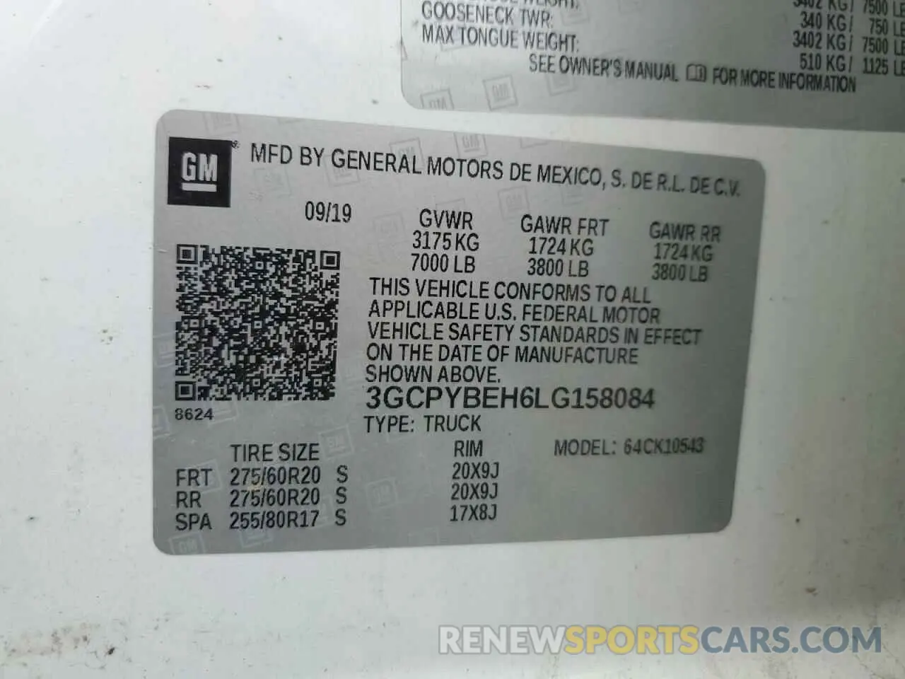 12 Photograph of a damaged car 3GCPYBEH6LG158084 CHEVROLET ALL Models 2020