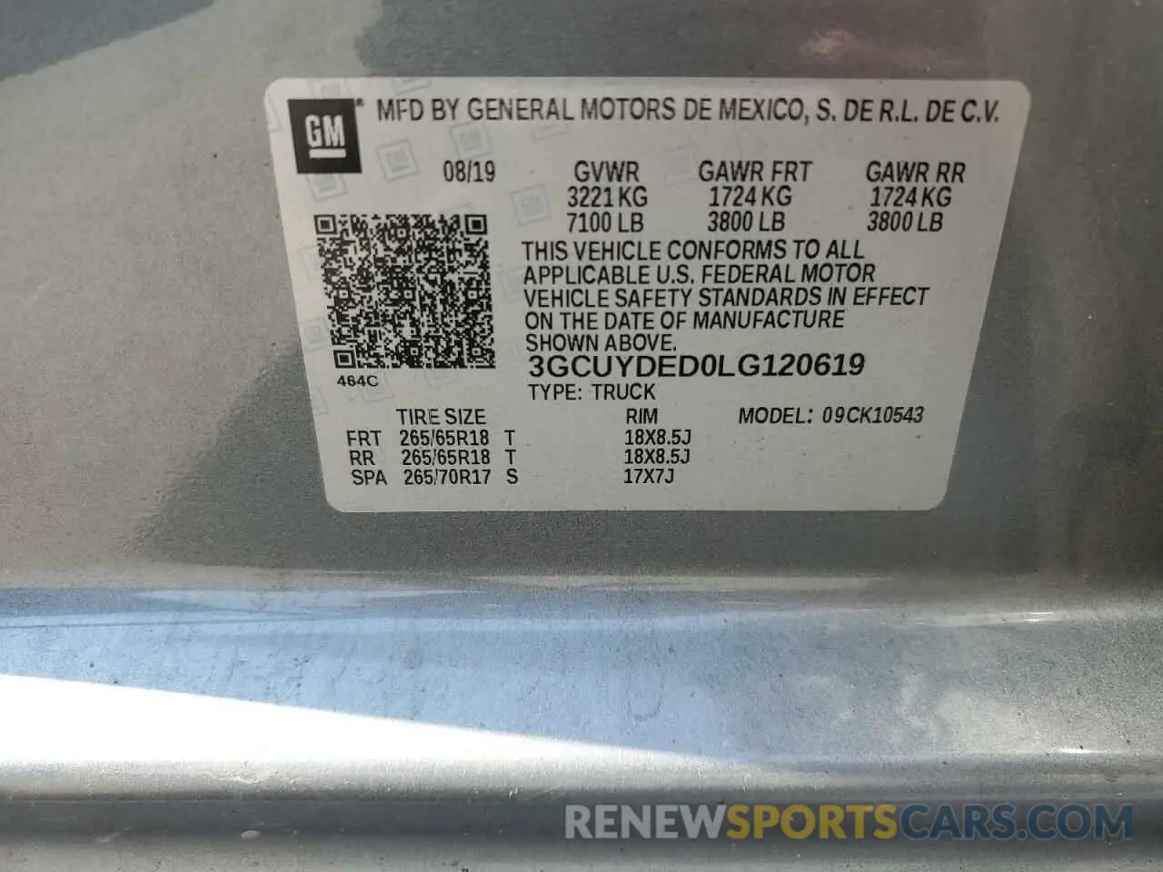 12 Photograph of a damaged car 3GCUYDED0LG120619 CHEVROLET ALL Models 2020