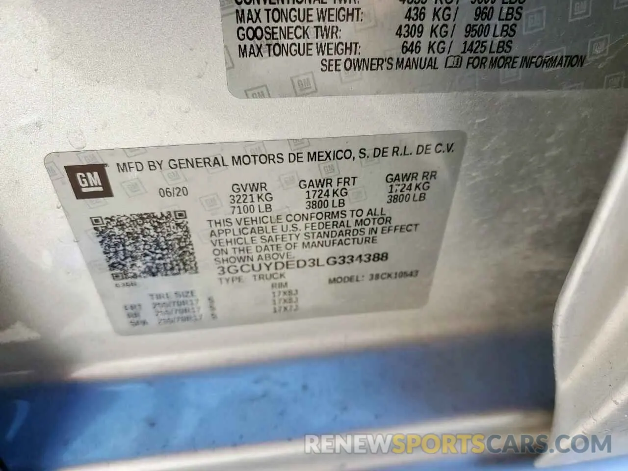 12 Photograph of a damaged car 3GCUYDED3LG334388 CHEVROLET ALL Models 2020