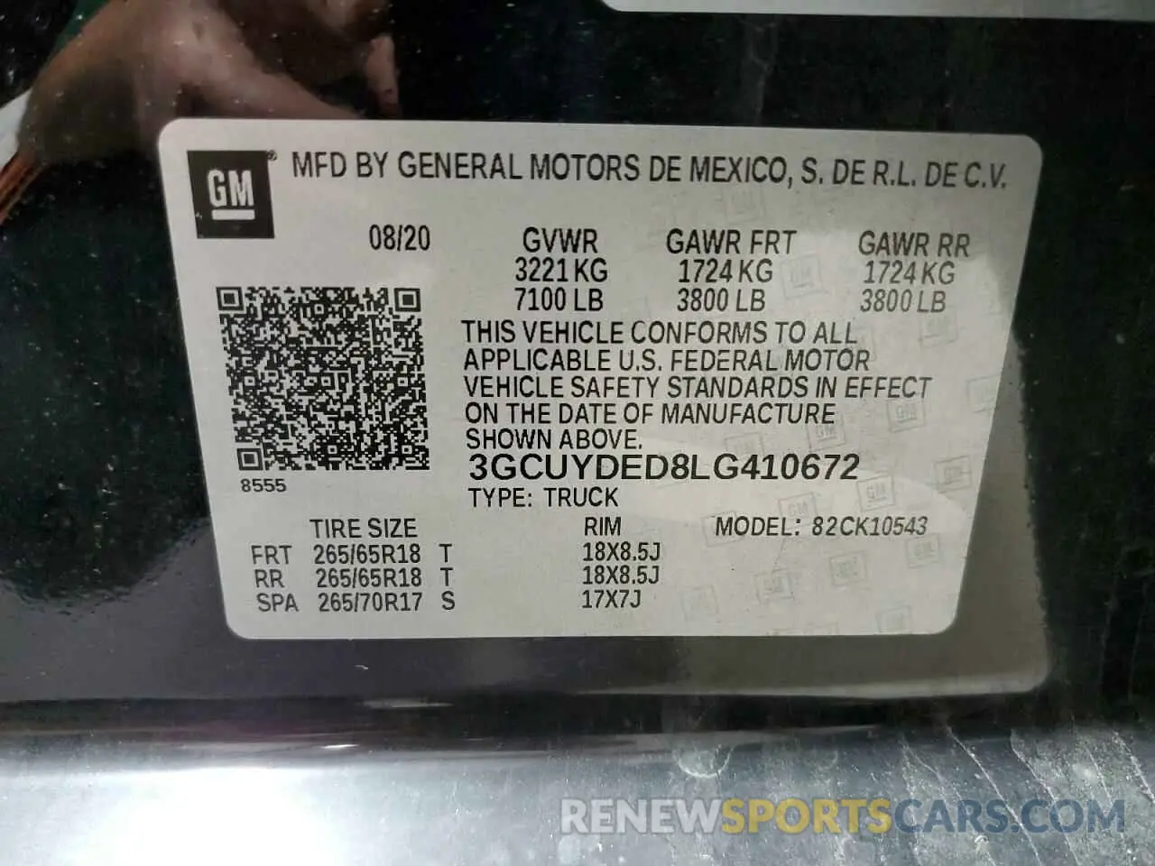 12 Photograph of a damaged car 3GCUYDED8LG410672 CHEVROLET ALL Models 2020