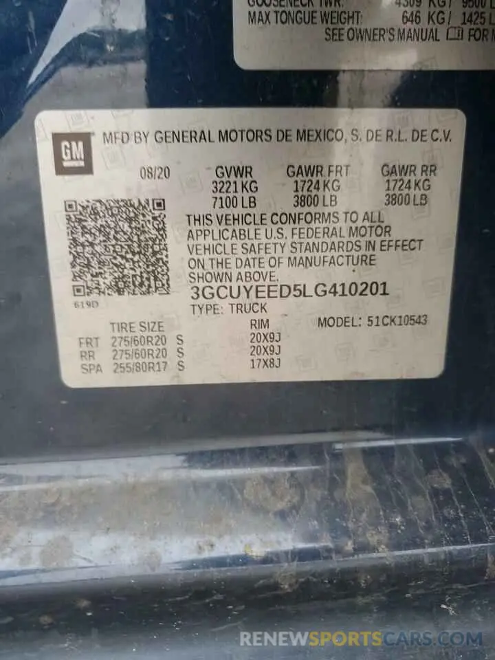 13 Фотография поврежденного автомобиля 3GCUYEED5LG410201 CHEVROLET ALL Models 2020