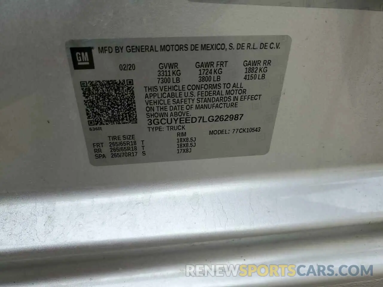 12 Фотография поврежденного автомобиля 3GCUYEED7LG262987 CHEVROLET ALL Models 2020