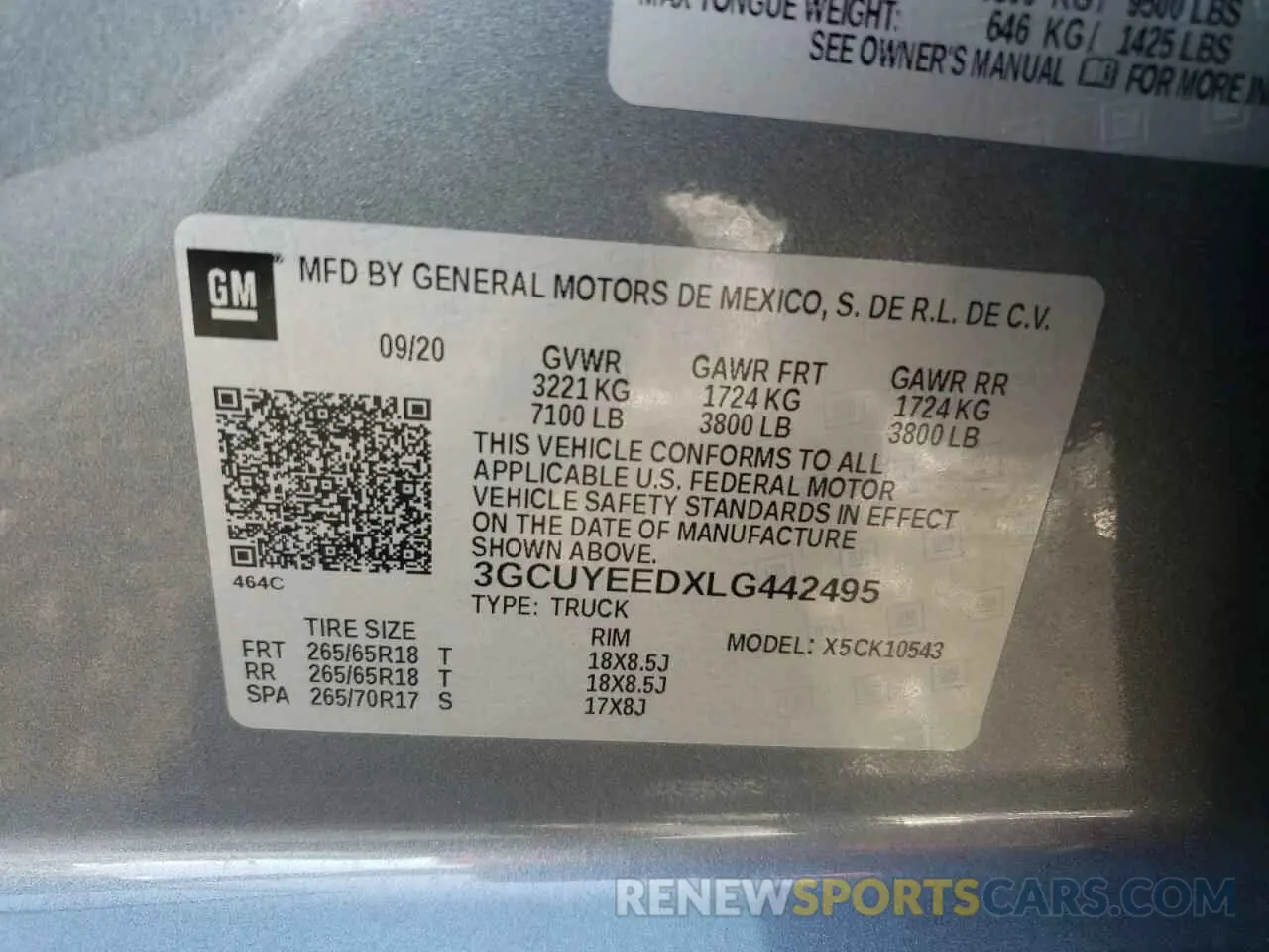 12 Photograph of a damaged car 3GCUYEEDXLG442495 CHEVROLET ALL Models 2020