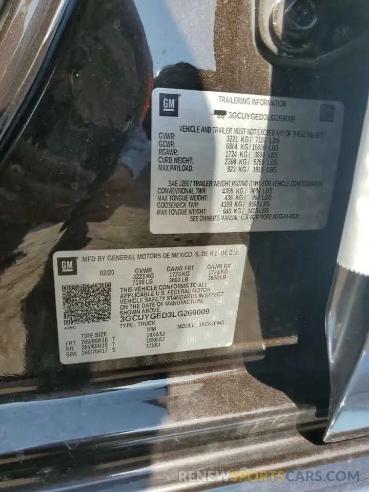 13 Фотография поврежденного автомобиля 3GCUYGED3LG269009 CHEVROLET ALL Models 2020