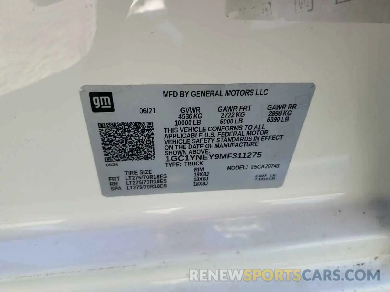 13 Photograph of a damaged car 1GC1YNEY9MF311275 CHEVROLET ALL Models 2021