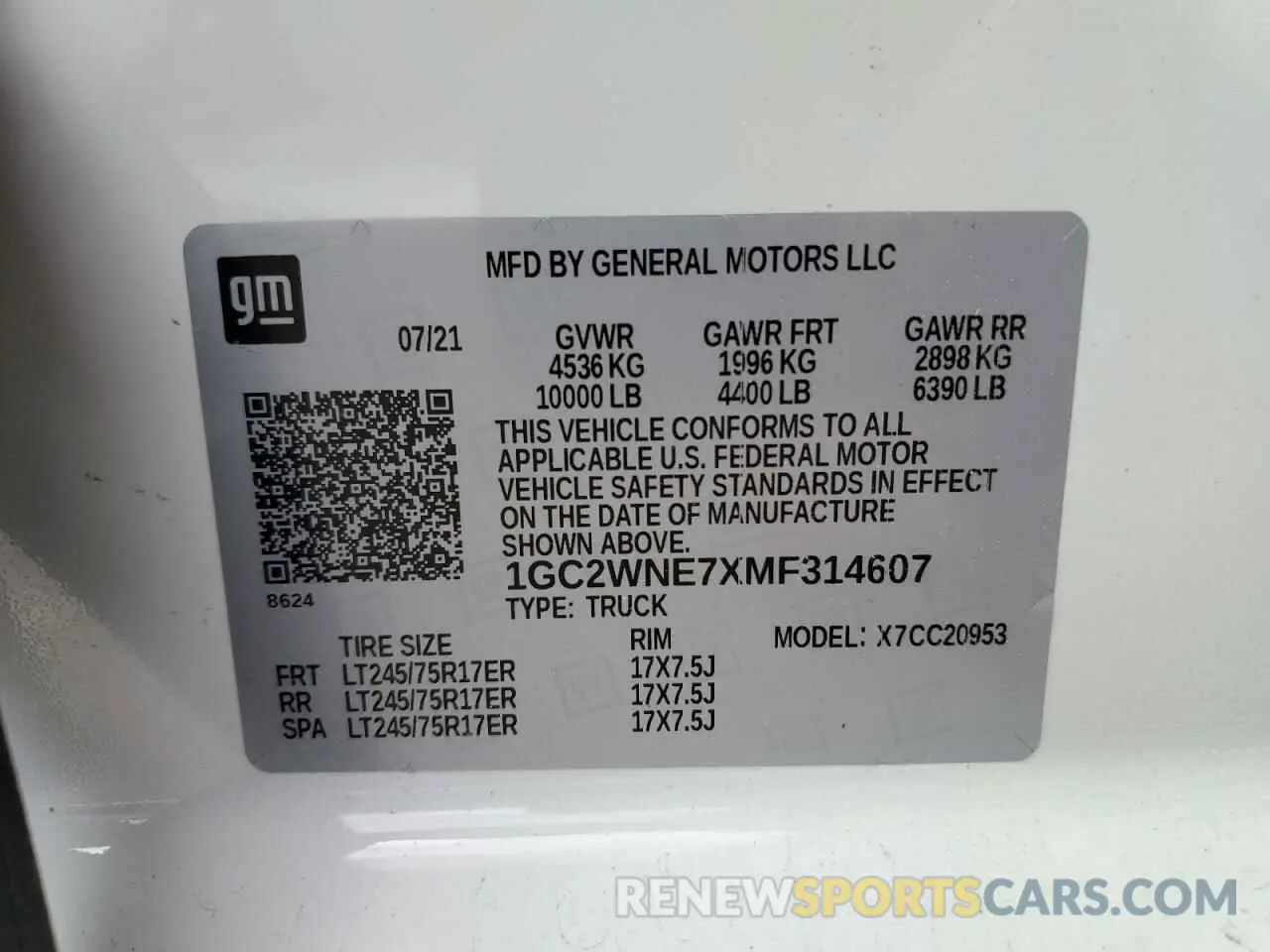 13 Фотография поврежденного автомобиля 1GC2WNE7XMF314607 CHEVROLET ALL Models 2021